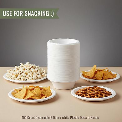 Disposable 5 Ounce White Plastic Dessert Bowls 400 Count Multi Use