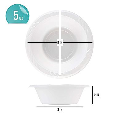 Disposable 5 Ounce White Plastic Dessert Bowls 400 Count Multi Use