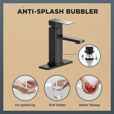 Matte Black Single Handle Bathroom Sink Faucet Set With Pop Up Drain 2 Sets