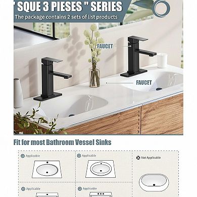 Matte Black Single Handle Bathroom Sink Faucet Set With Pop Up Drain 2 Sets