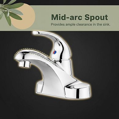 4 Inch Centerset Bathroom Sink Faucet Single Handle Pop Up Drain Kit Polished Chrome
