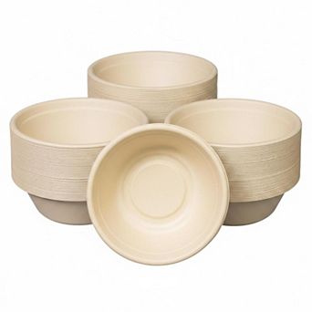 32oz Disposable Salad Bowls Compostable Sugarcane Fiber Heavy Duty Bulk Pack