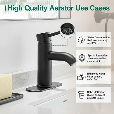 Brushed Nickel Modern Single Handle Bathroom Sink Faucet With Deck Plate