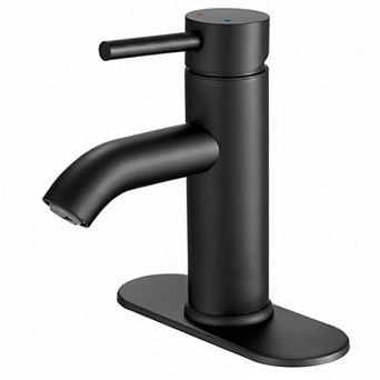 Brushed Nickel Modern Single Handle Bathroom Sink Faucet With Deck Plate