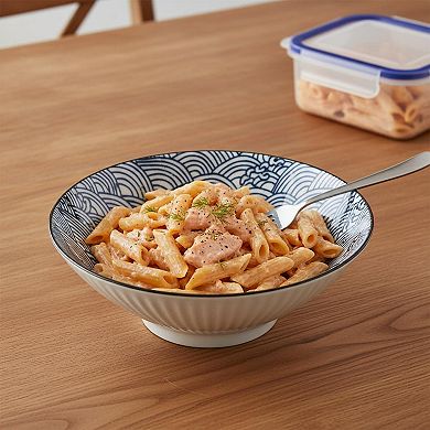 38 Oz Set Of 4 Blue White Porcelain Ramen Pho Soup Bowls