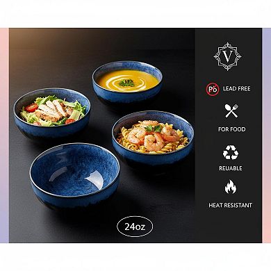 Starry Ceramic 4 Piece Soup Bowl Set Microwave Dishwasher Safe