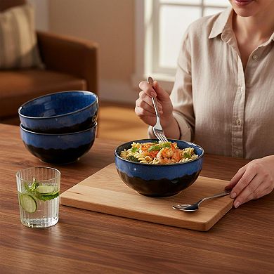 Starry Ceramic 4 Piece Soup Bowl Set Microwave Dishwasher Safe