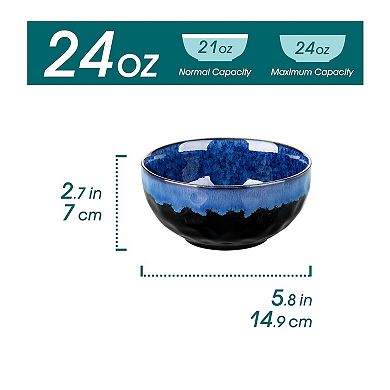 Starry Ceramic 4 Piece Soup Bowl Set Microwave Dishwasher Safe