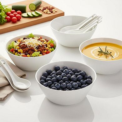 32 Oz Set Of 4 White Ceramic Bowls Microwave Dishwasher Safe For Soup Salad Pasta