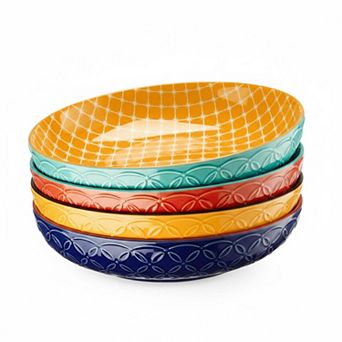 8.5 Inch Embossed Porcelain Serving Set 4 pc Microwave Safe Dishwasher Safe