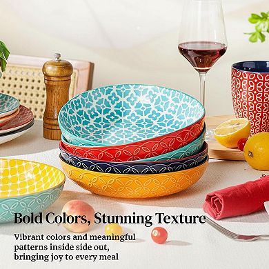 8.5 Inch Embossed Porcelain Serving Set 4 Piece Microwave Safe Dishwasher Safe