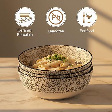 8.5 Inch Embossed Porcelain Serving Set 4 Piece Microwave Safe Dishwasher Safe