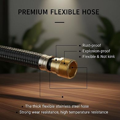 Matte Black 3 Hole Bathroom Sink Faucet With Pop Up Drain And Supply Hoses