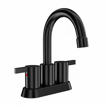 Matte Black 4 Inch Centerset Bathroom Faucet 360 Swivel Spout With Pop Up Drain