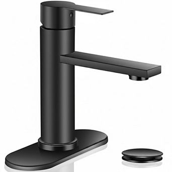 Black Stainless Steel Single Handle Bathroom Faucet With Pop Up Drain