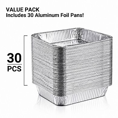 Half Size Extra Heavy Duty Disposable Aluminum Foil Pans 30 Pack For Baking Roasting
