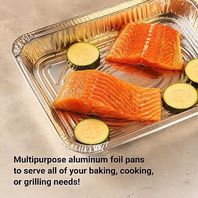 Half Size Extra Heavy Duty Disposable Aluminum Foil Pans 30 Pack For Baking Roasting