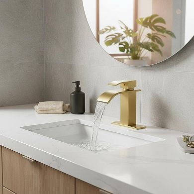 Matte Black Single Handle Waterfall Bathroom Faucet SUS 304 Stainless Steel