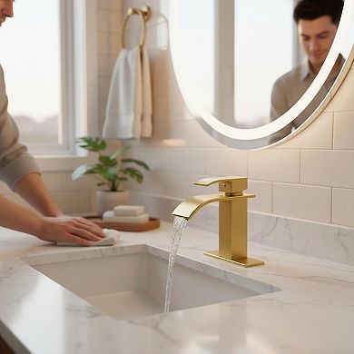 Matte Black Single Handle Waterfall Bathroom Faucet SUS 304 Stainless Steel