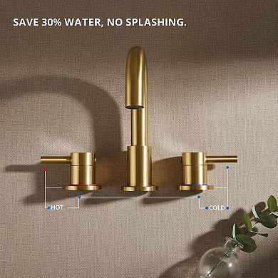 Brushed Nickel 3 Hole Bathroom Faucet 8 Inch Widespread 2 Handle Pop Up Drain
