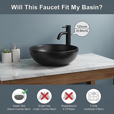 Matte Black Stainless Steel Tall Bathroom Vessel Sink Faucet with Pop Up Drain