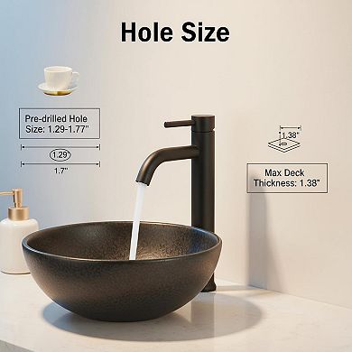 Matte Black Stainless Steel Tall Bathroom Vessel Sink Faucet with Pop Up Drain