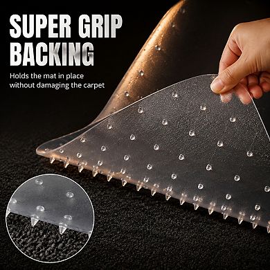 Clear PVC Carpet Chair Mat Thick Sturdy Durable Floor Protector Easy Glide