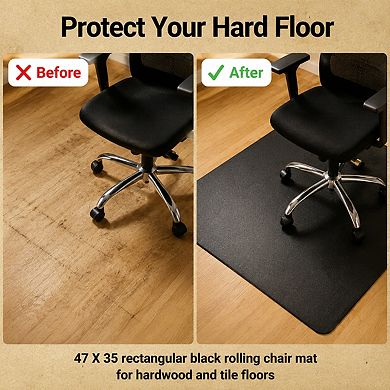 47x35 Rectangular Office Chair Floor Mat Anti Slip Hardwood Tile Protector