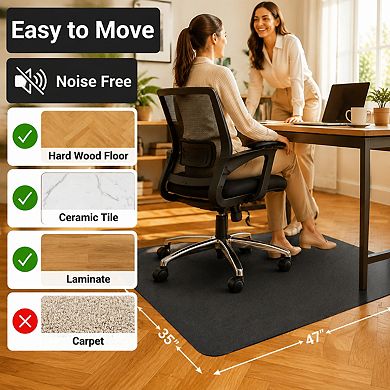 47x35 Rectangular Office Chair Floor Mat Anti Slip Hardwood Tile Protector