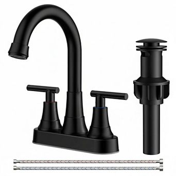 4 Inch Centerset Bathroom Faucet Two Handles Pop Up Drain CUPC Certified 360 Spout