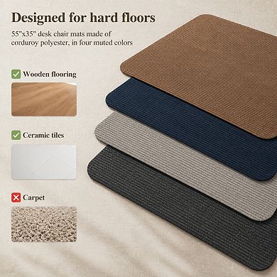 Corduroy Office Chair Mat Non Slip Floor Protector For Hardwood Floors
