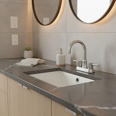 Brushed Nickel 2 Handle Centerset Bathroom Sink Faucet With Pop Up Drain