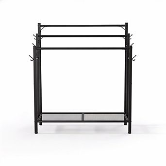 3 tier Freestanding Towel Rack with 6 Hooks Large Storage for Oversized Towels Indoor Outdoor