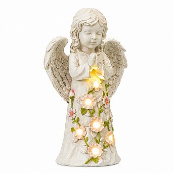 Solar Powered Angel Garden Statue With LED Lights Patio Lawn Decor Gift