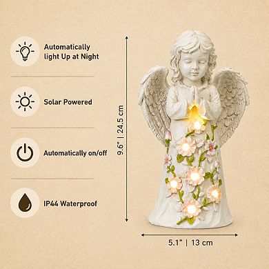 Solar Powered Angel Garden Statue With LED Lights Patio Lawn Decor Gift