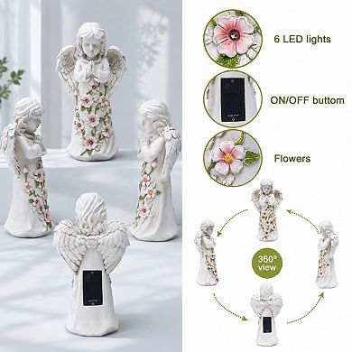 Solar Powered Angel Garden Statue With LED Lights Patio Lawn Decor Gift