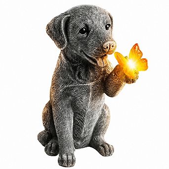 Solar Garden Dog Statue Solar Outdoor Decor Lights Warm Glow Gifts for Mom