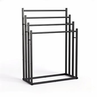 4 tier Free Standing Towel Rack Extra Widen Metal Drying Stand for Bathroom Poolside