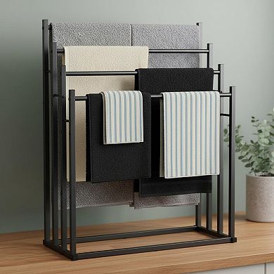 4 Tier Free Standing Towel Rack Extra Widen Metal Drying Stand for Bathroom Poolside