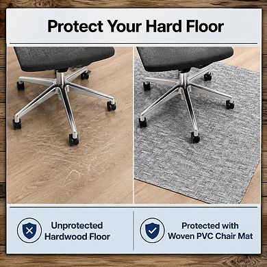 Woven PVC Office Chair Mat For Hardwood Floors Non Slip Smooth Easy Clean