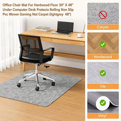Woven PVC Office Chair Mat For Hardwood Floors Non Slip Smooth Easy Clean