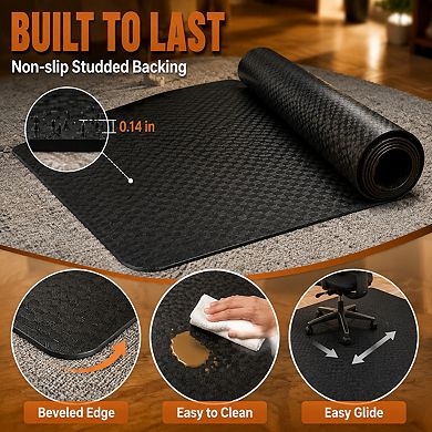 Clear Plastic Low Pile Carpet Chair Mat Heavy Duty Smooth Glide Floor Protector