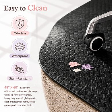 Clear Plastic Low Pile Carpet Chair Mat Heavy Duty Smooth Glide Floor Protector