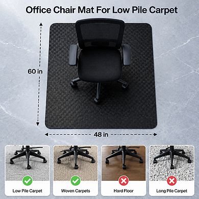 Clear Plastic Low Pile Carpet Chair Mat Heavy Duty Smooth Glide Floor Protector