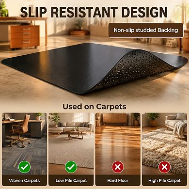 36x48 Heavy Duty Low Pile Carpet Office Chair Mat Anti Slip Smooth Glide Protector