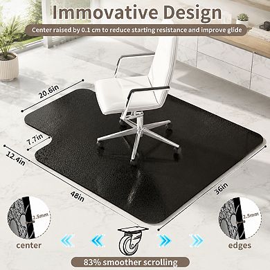 36x48 Heavy Duty Low Pile Carpet Office Chair Mat Anti Slip Smooth Glide Protector