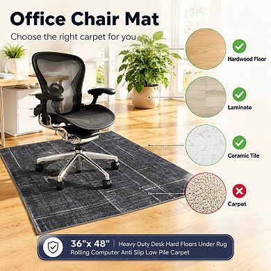 Persian Style Office Chair Mat Hardwood Tile Floor Non Slip Easy Clean Heavy Duty