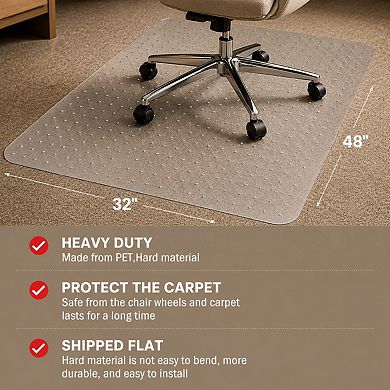 Heavy Duty PET Carpet Chair Mat Slip Resistant Easy Glide Protector