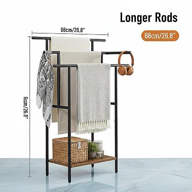 3 Tier Freestanding Towel Rack with Shelf for Bathroom Drying