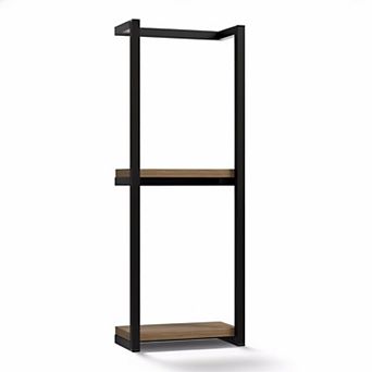 2 tier Wall Mounted Towel Rack Solid Wood Space Saving Bathroom Organizer